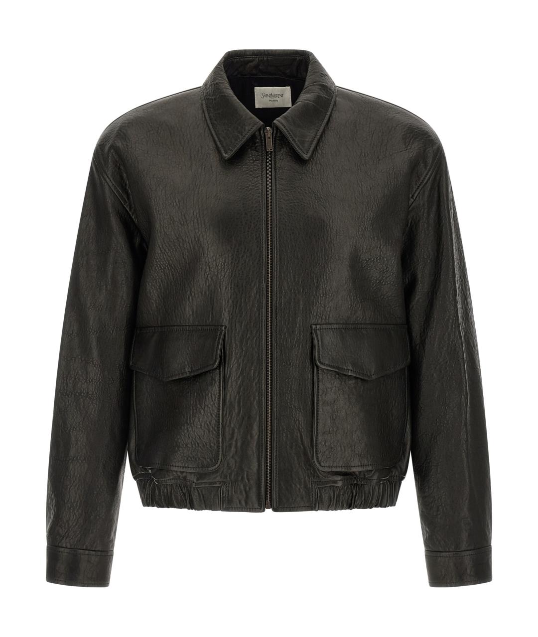 SAINT LAURENT Черная кожаная куртка, фото 1