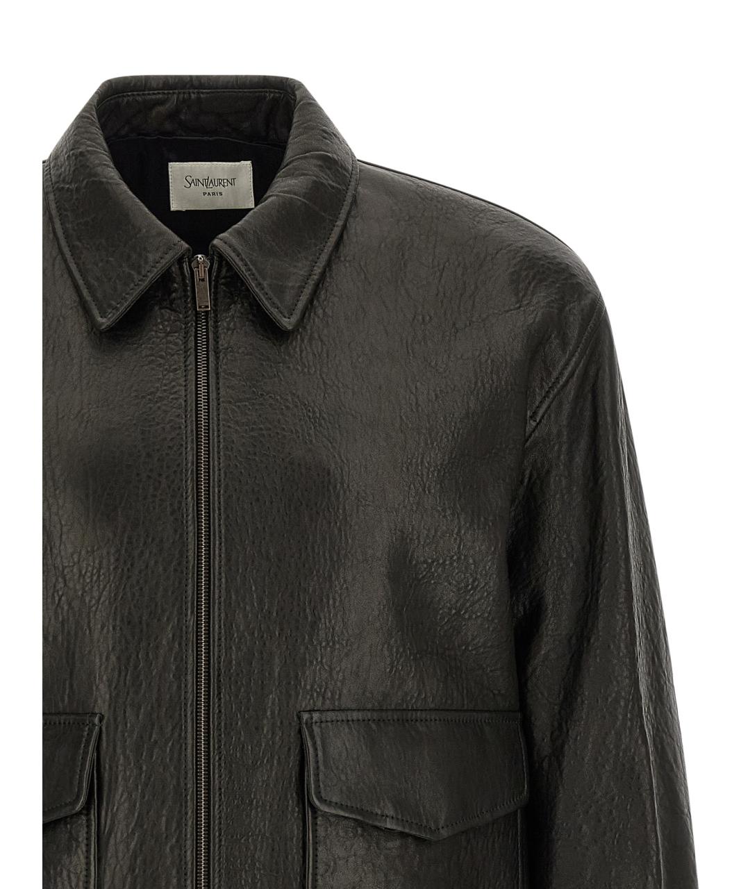SAINT LAURENT Черная кожаная куртка, фото 3