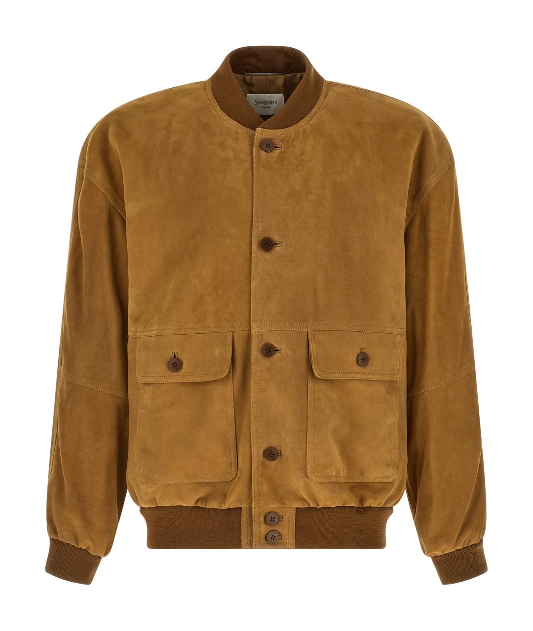 SAINT LAURENT Коричневая замшевая куртка, фото 1