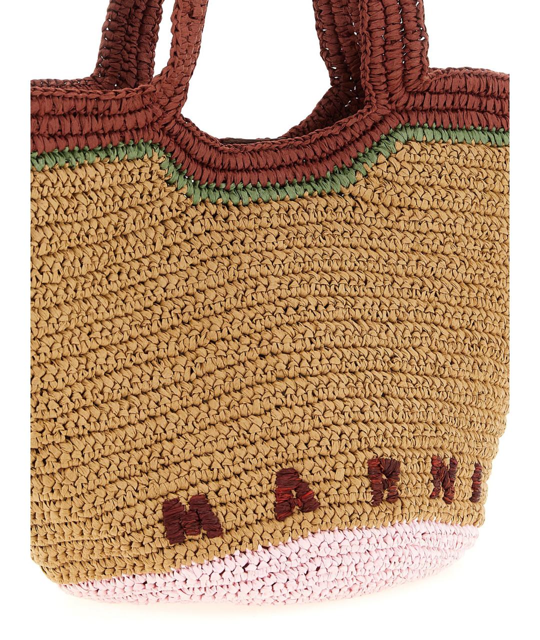 MARNI Бежевая пелетеная сумка тоут, фото 3