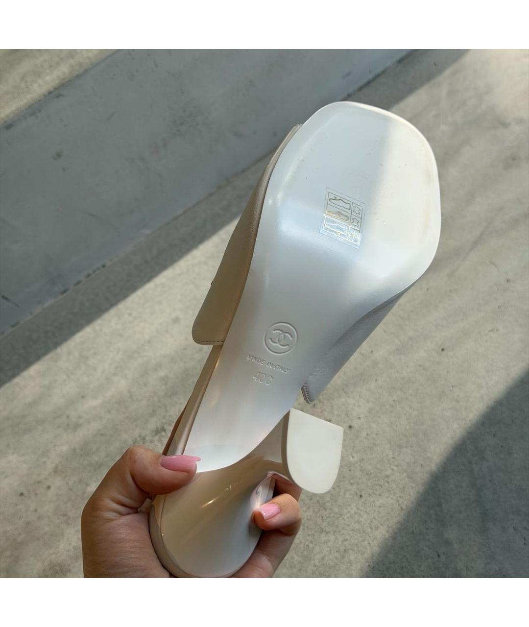 CHANEL Белые кожаные сабо, фото 5