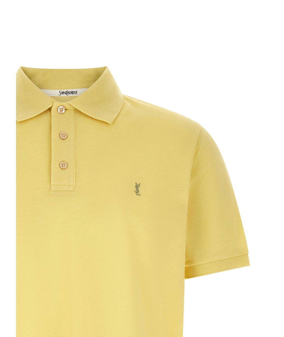 SAINT LAURENT Желтое хлопковое поло с коротким рукавом, фото 3