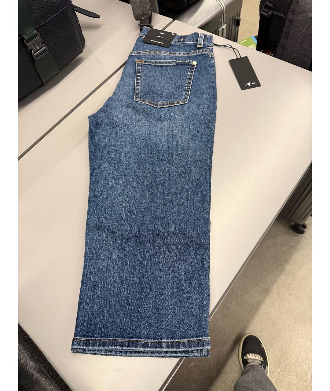 7 FOR ALL MANKIND Синие хлопко-эластановые капри, фото 3