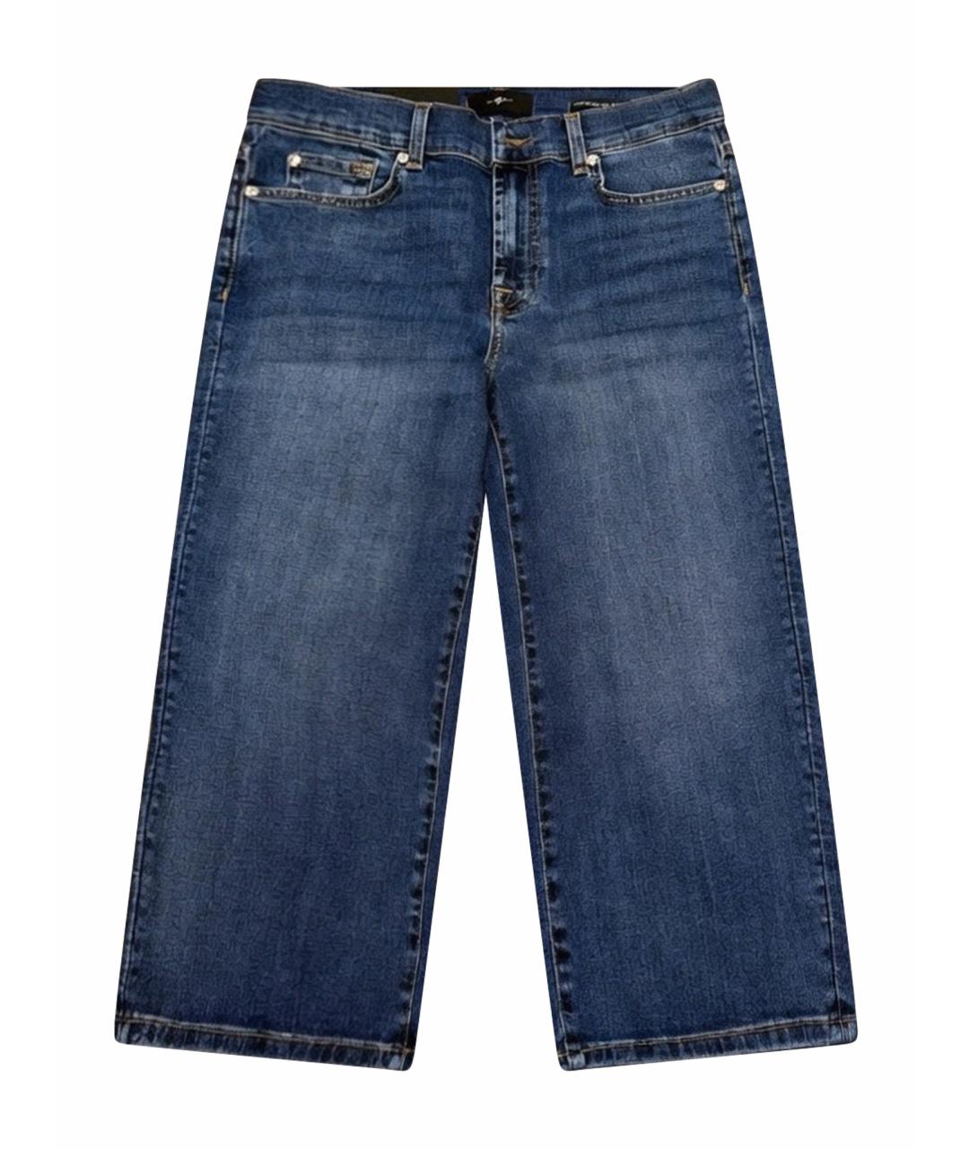 7 FOR ALL MANKIND Синие хлопко-эластановые капри, фото 5