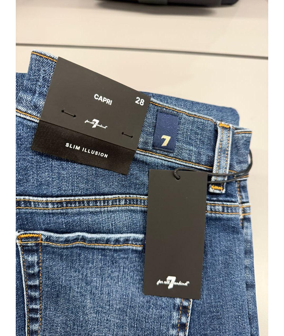 7 FOR ALL MANKIND Синие хлопко-эластановые капри, фото 4