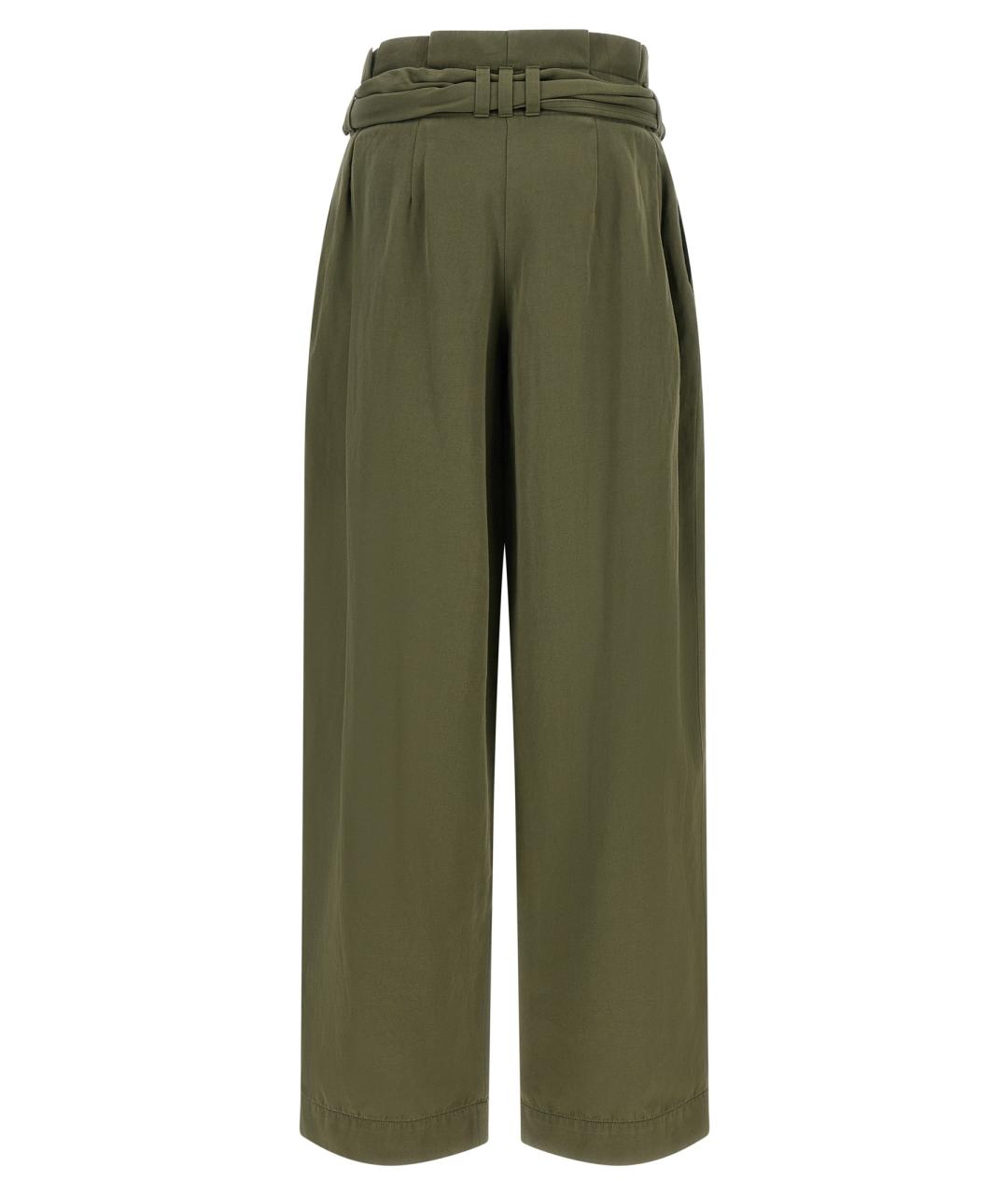 BALMAIN Зеленые хлопковые прямые брюки, фото 2