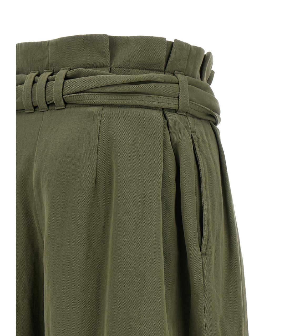 BALMAIN Зеленые хлопковые прямые брюки, фото 4