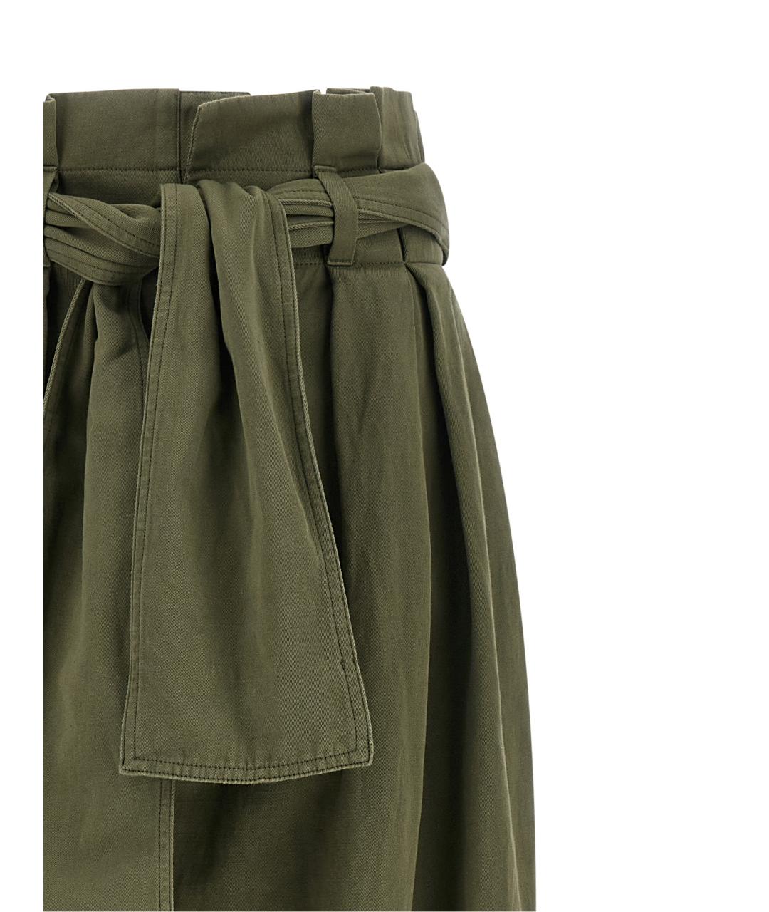 BALMAIN Зеленые хлопковые прямые брюки, фото 3