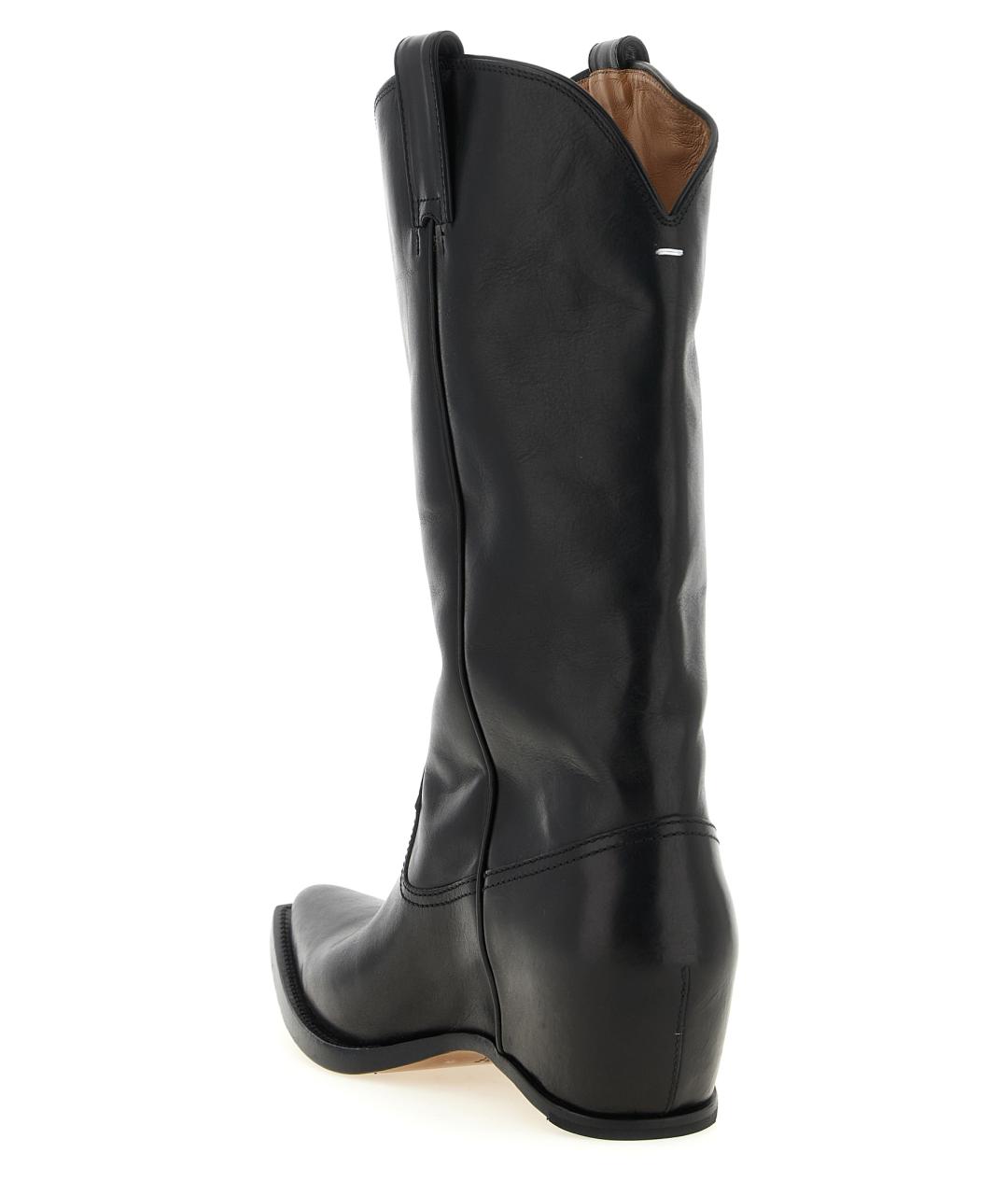 MAISON MARGIELA Черные кожаные высокие ботинки, фото 3