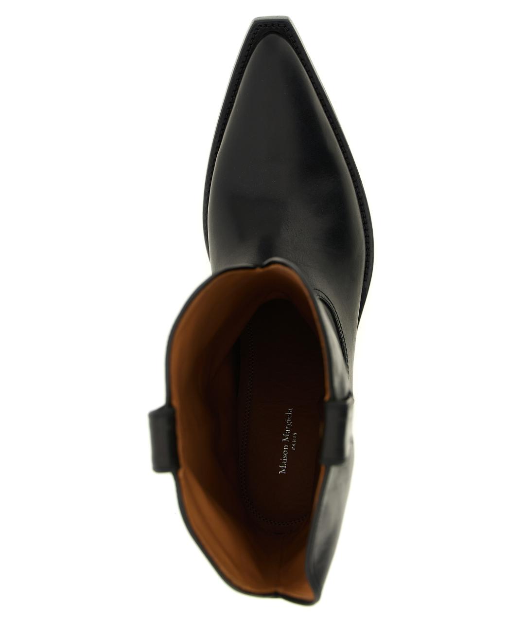 MAISON MARGIELA Черные кожаные высокие ботинки, фото 4