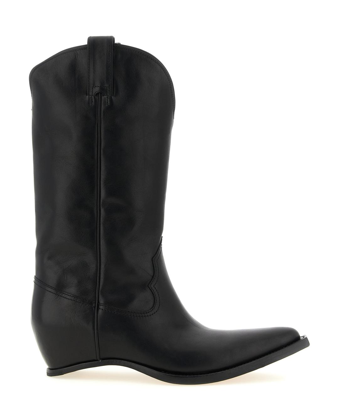 MAISON MARGIELA Черные кожаные высокие ботинки, фото 1