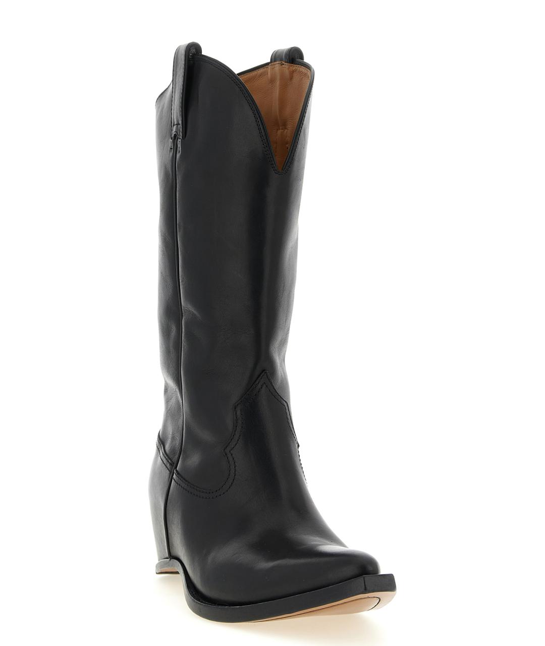 MAISON MARGIELA Черные кожаные высокие ботинки, фото 2