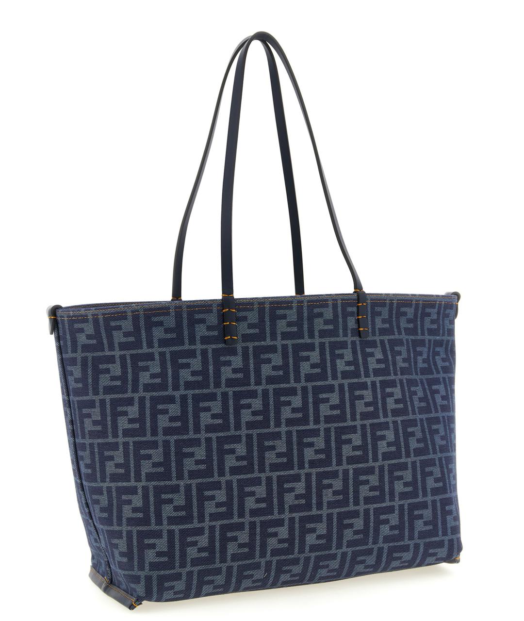 FENDI Синяя хлопковая сумка тоут, фото 3