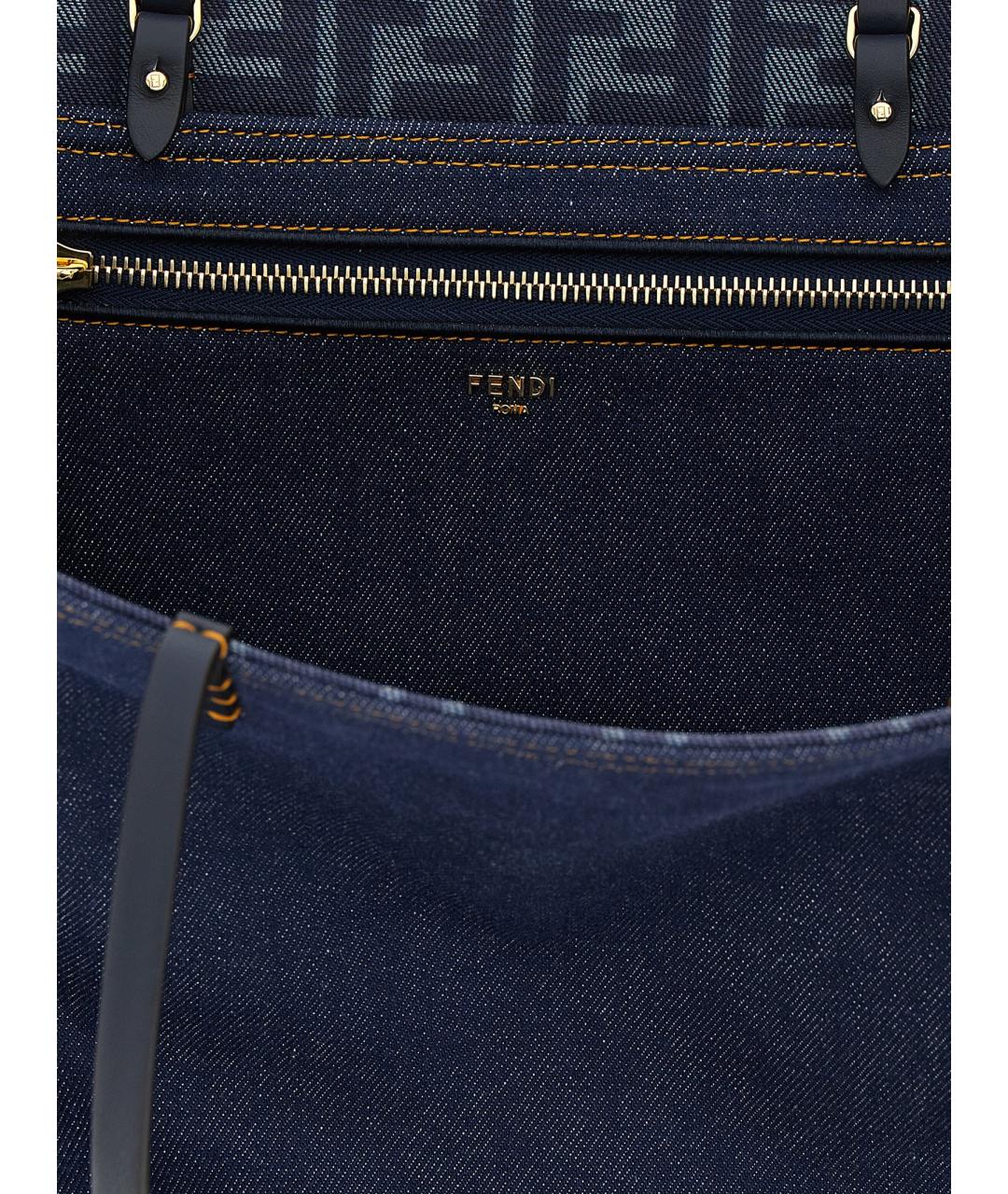 FENDI Синяя хлопковая сумка тоут, фото 4
