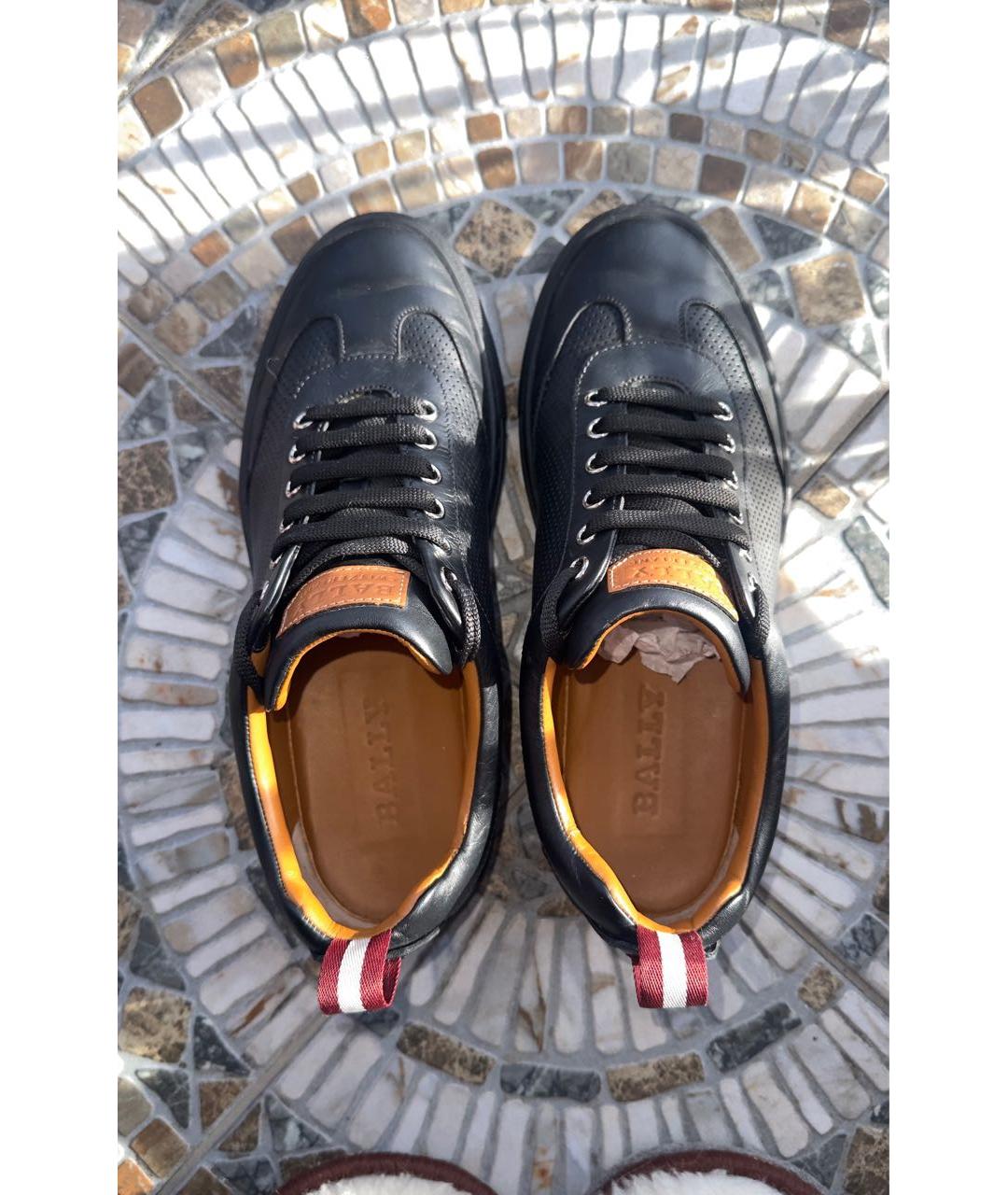 BALLY Черные кожаные низкие кроссовки / кеды, фото 3