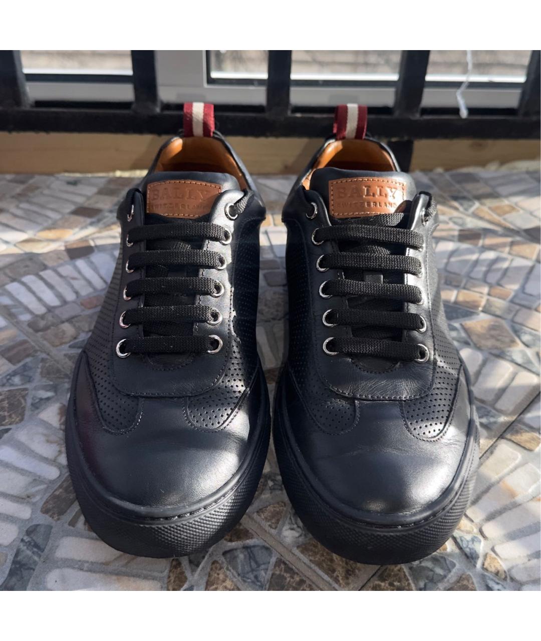 BALLY Черные кожаные низкие кроссовки / кеды, фото 2