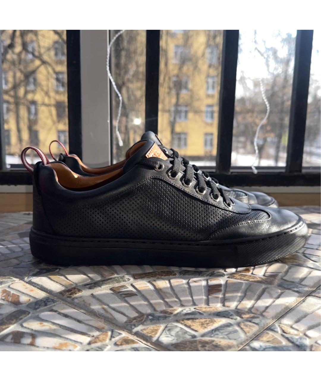 BALLY Черные кожаные низкие кроссовки / кеды, фото 8