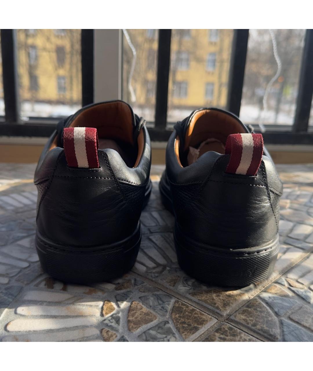 BALLY Черные кожаные низкие кроссовки / кеды, фото 4