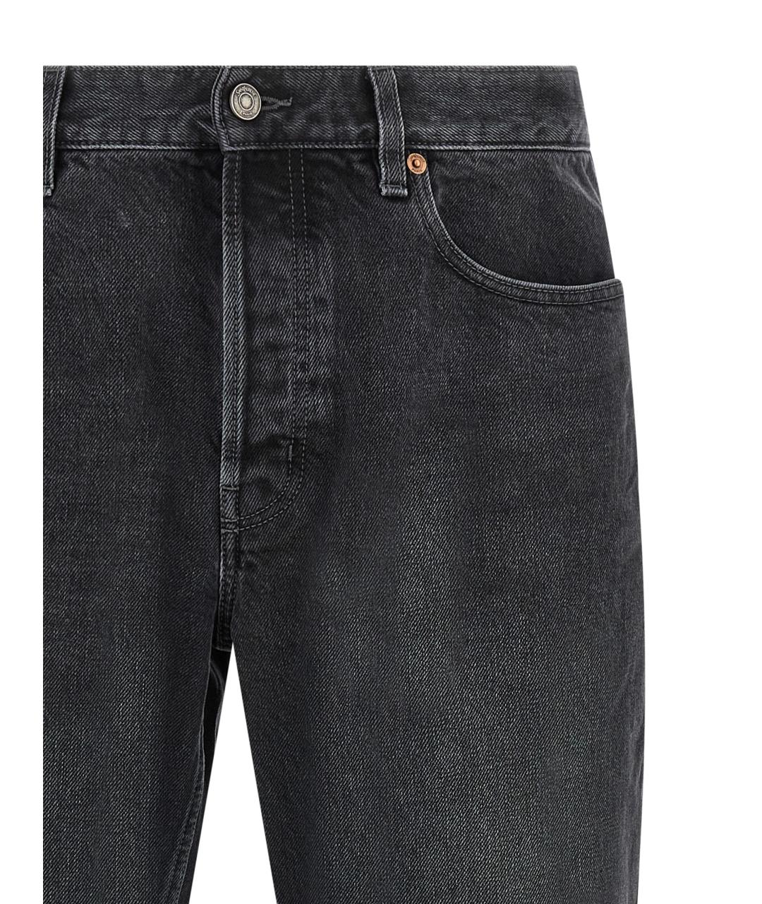 SAINT LAURENT Черные хлопковые прямые джинсы, фото 3