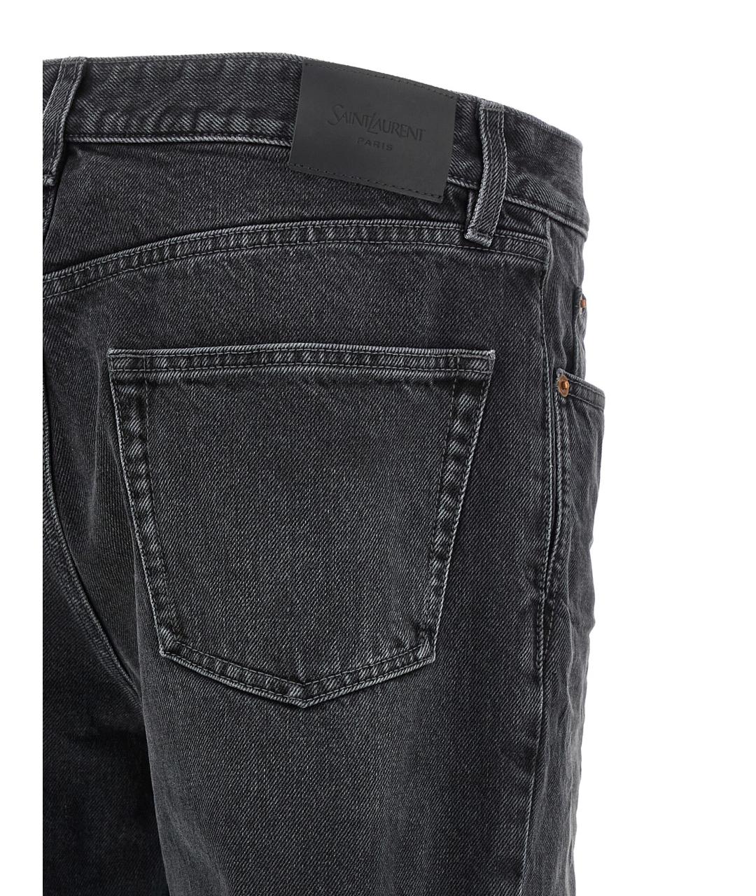 SAINT LAURENT Черные хлопковые прямые джинсы, фото 4
