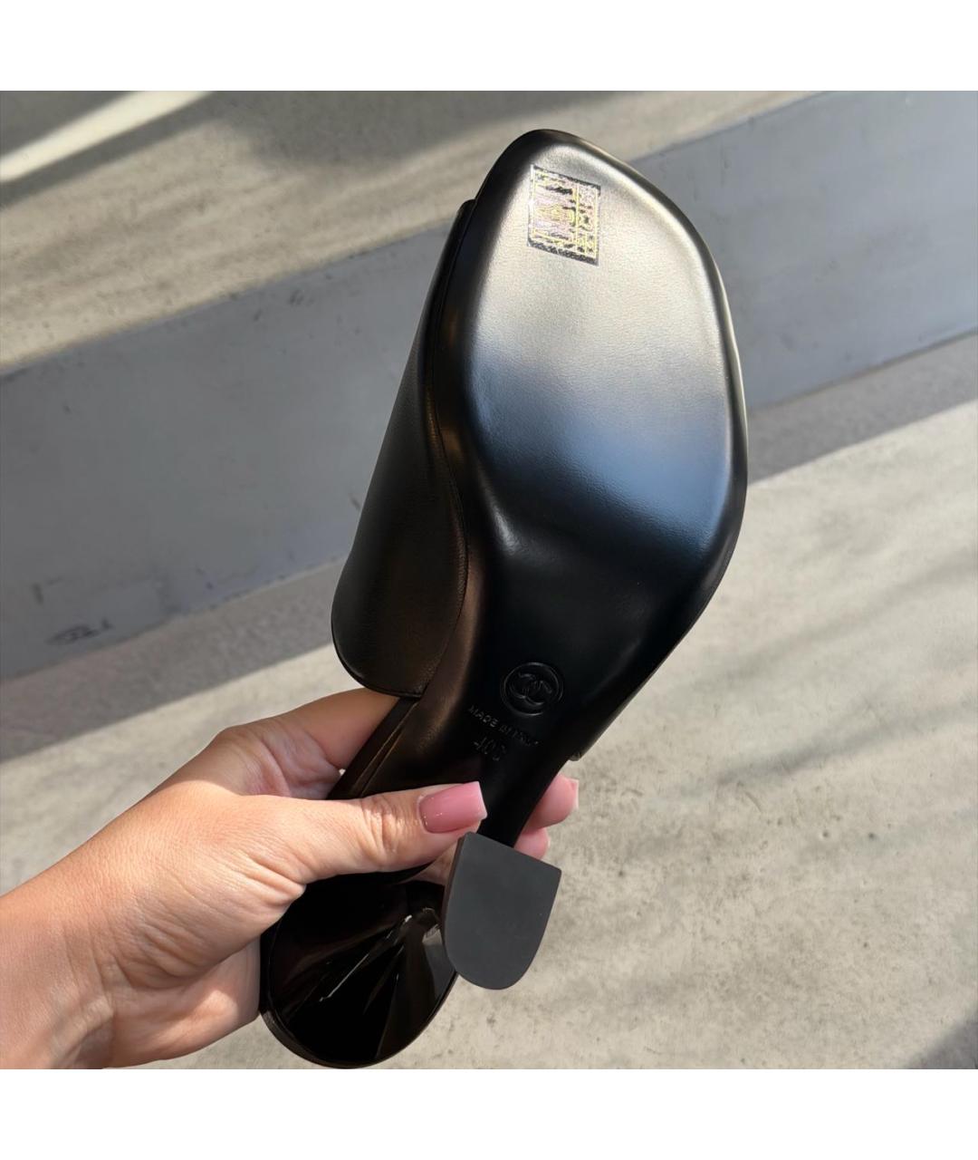 CHANEL Черные кожаные сабо, фото 5