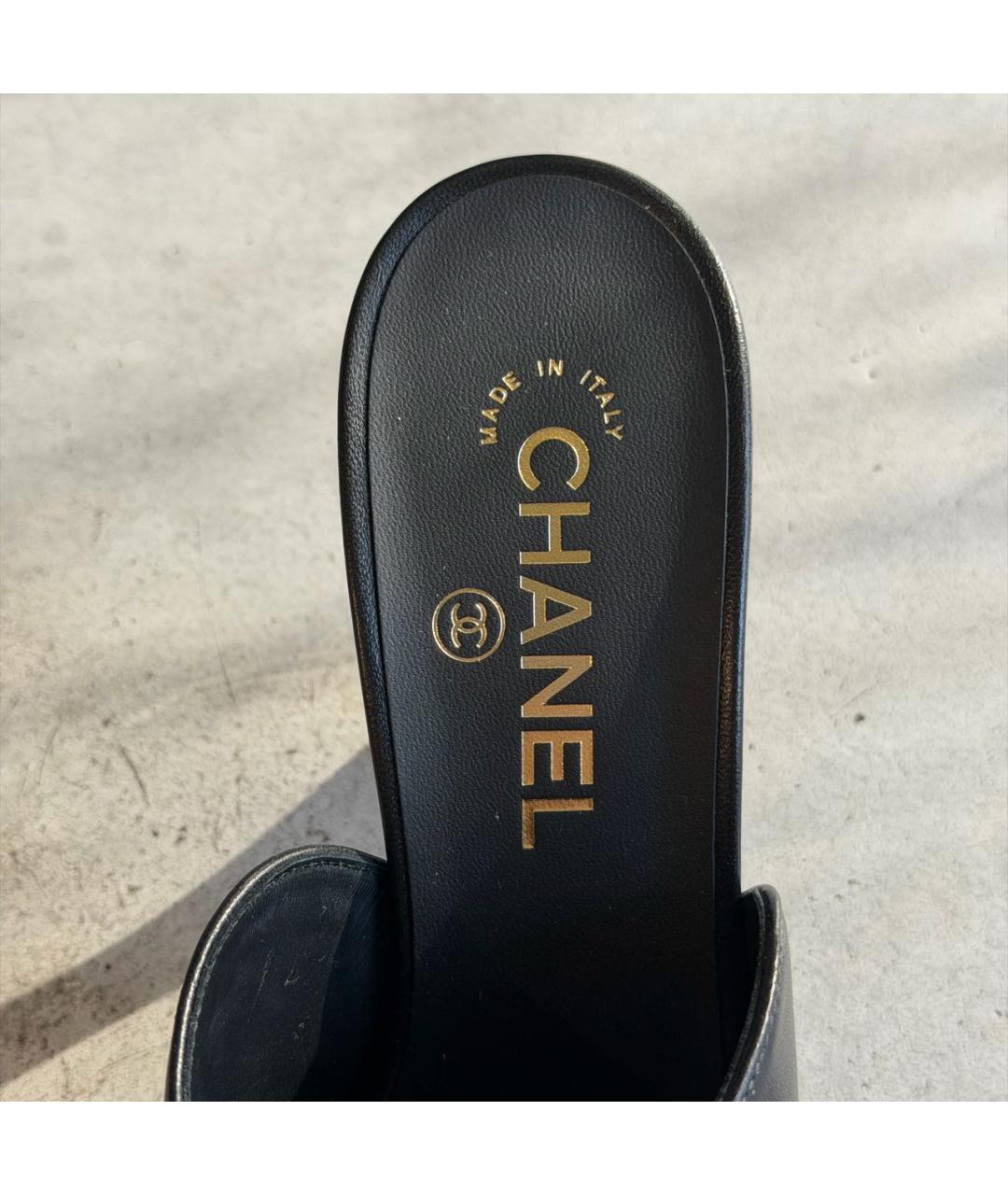 CHANEL Черные кожаные сабо, фото 4
