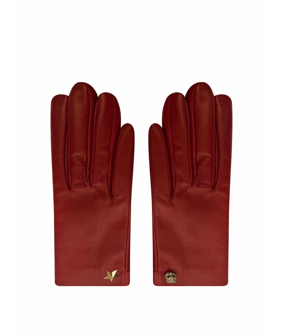 GUCCI Красные кожаные перчатки, фото 1