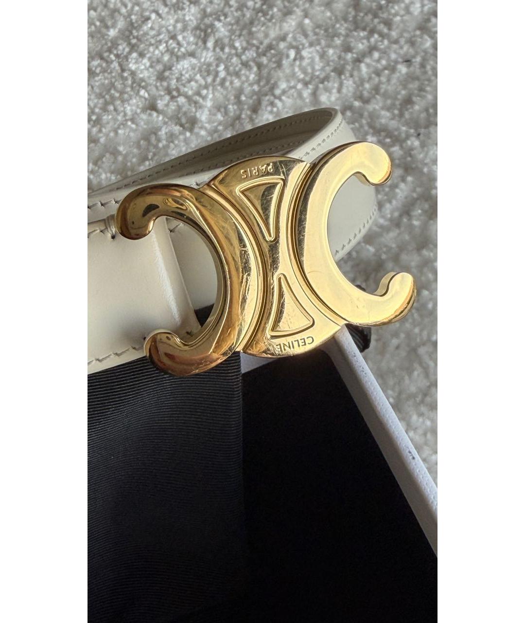 CELINE Бежевый кожаный ремень, фото 4