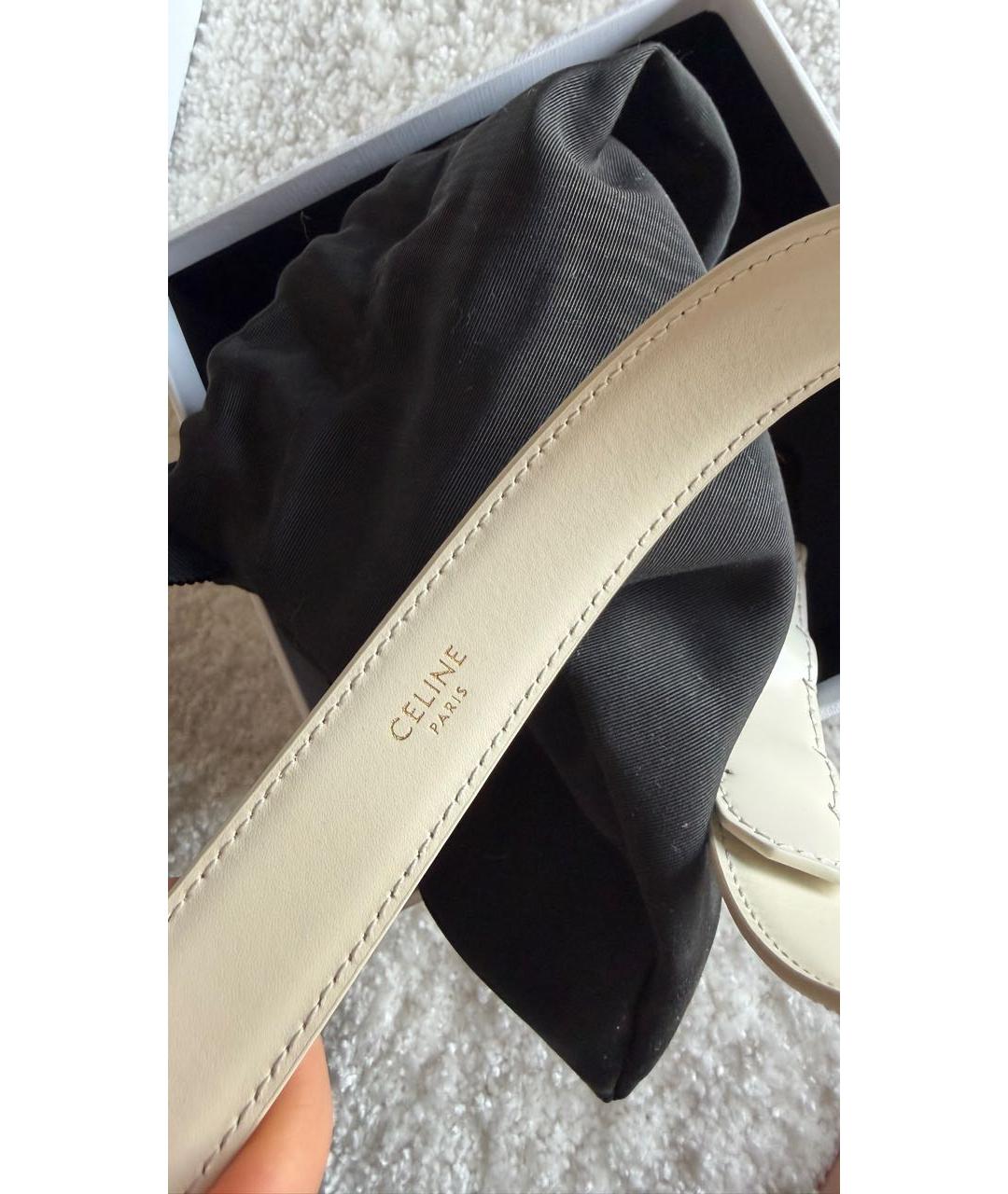 CELINE Бежевый кожаный ремень, фото 3