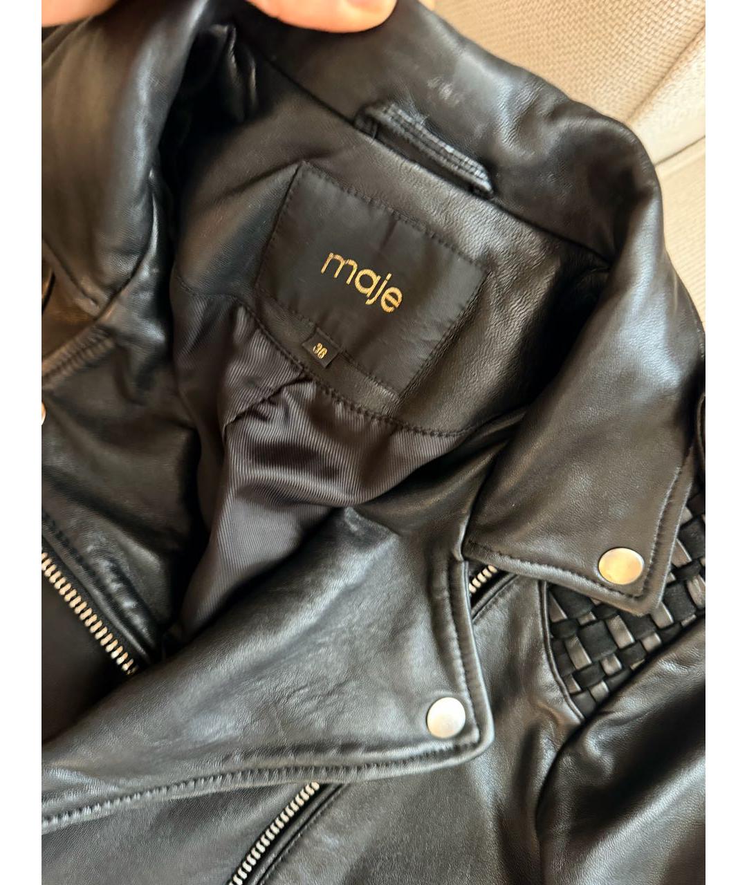 MAJE Черная кожаная куртка, фото 2