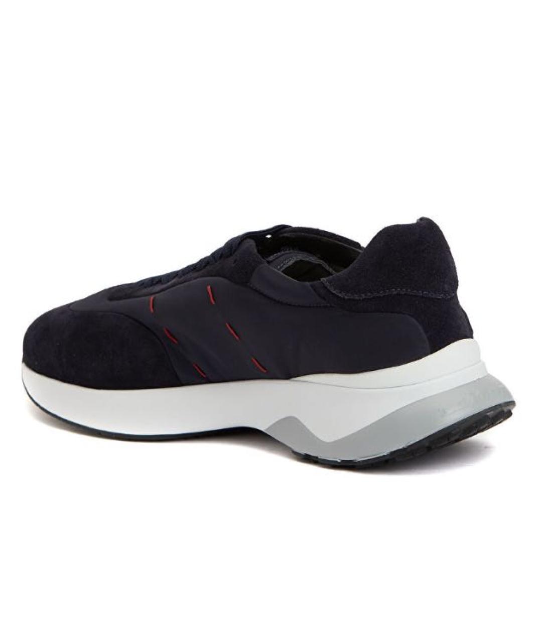 KITON Темно-синие текстильные низкие кроссовки / кеды, фото 4