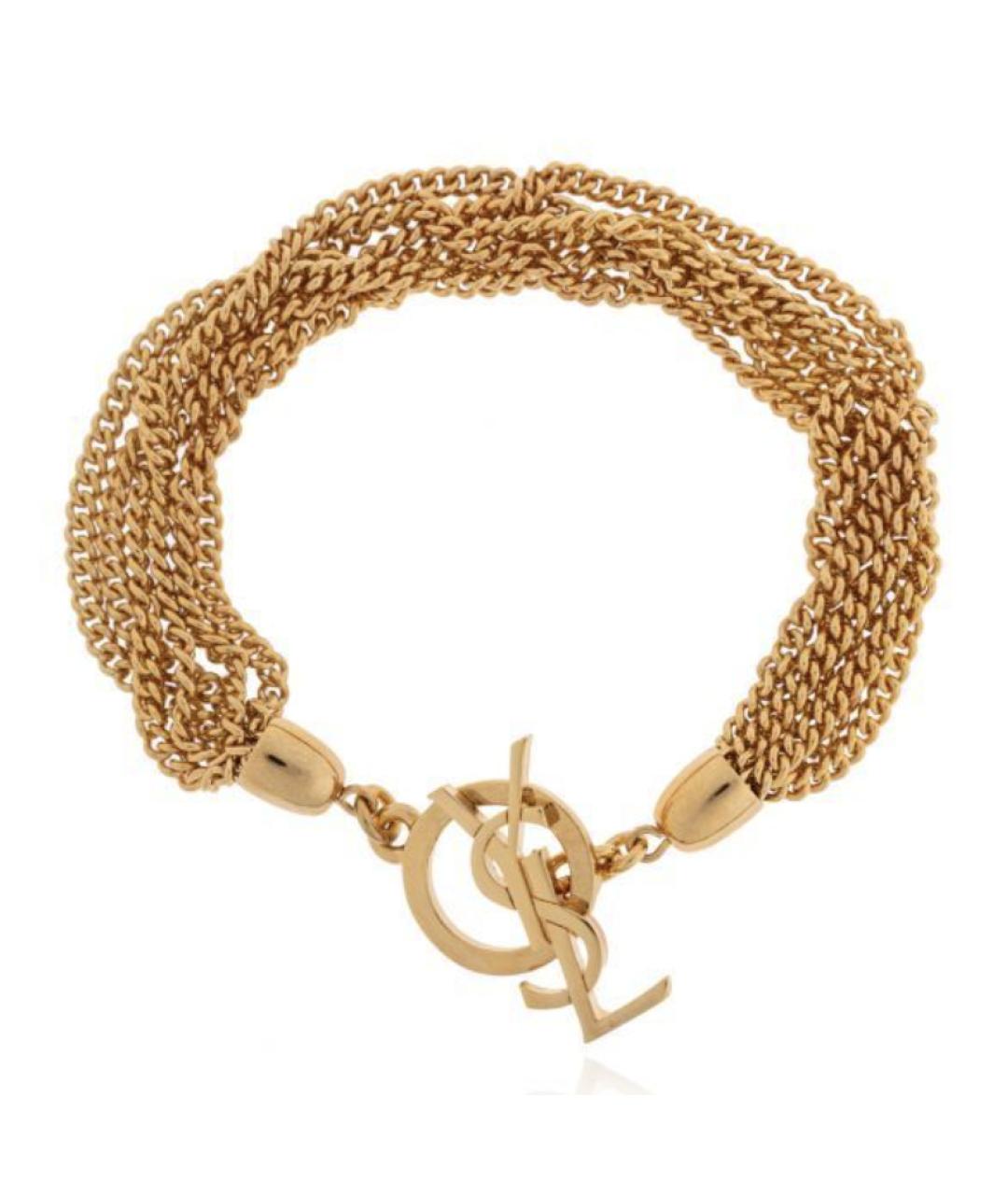 SAINT LAURENT Золотой металлический браслет, фото 2