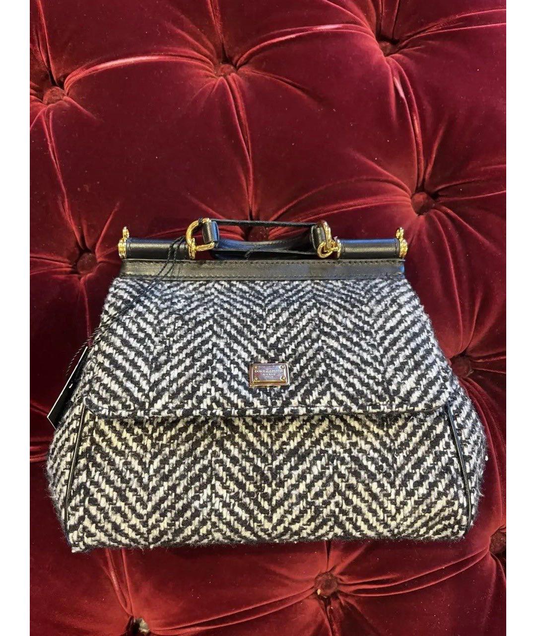DOLCE&GABBANA Мульти шерстяная сумка с короткими ручками, фото 2