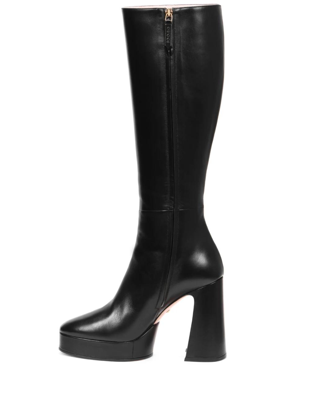 GUCCI Черные кожаные сапоги, фото 7