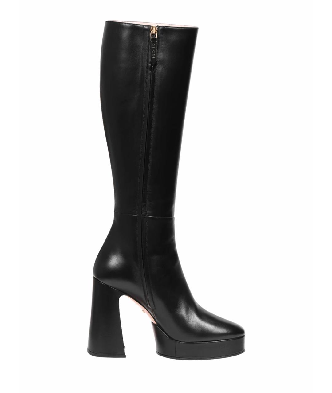 GUCCI Черные кожаные сапоги, фото 1