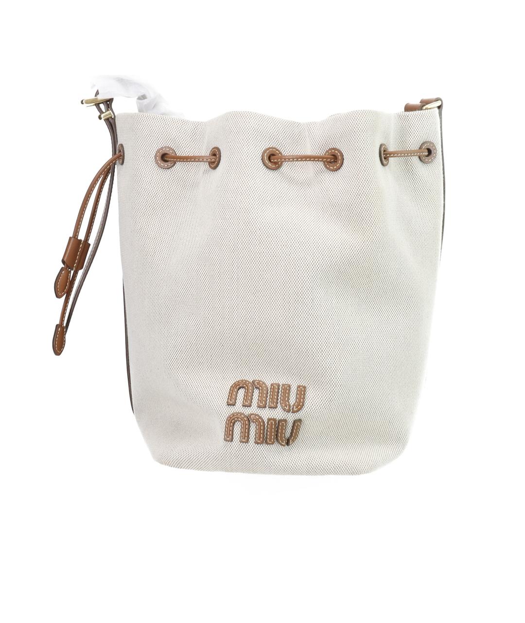 MIU MIU Бежевая тканевая сумка через плечо, фото 2