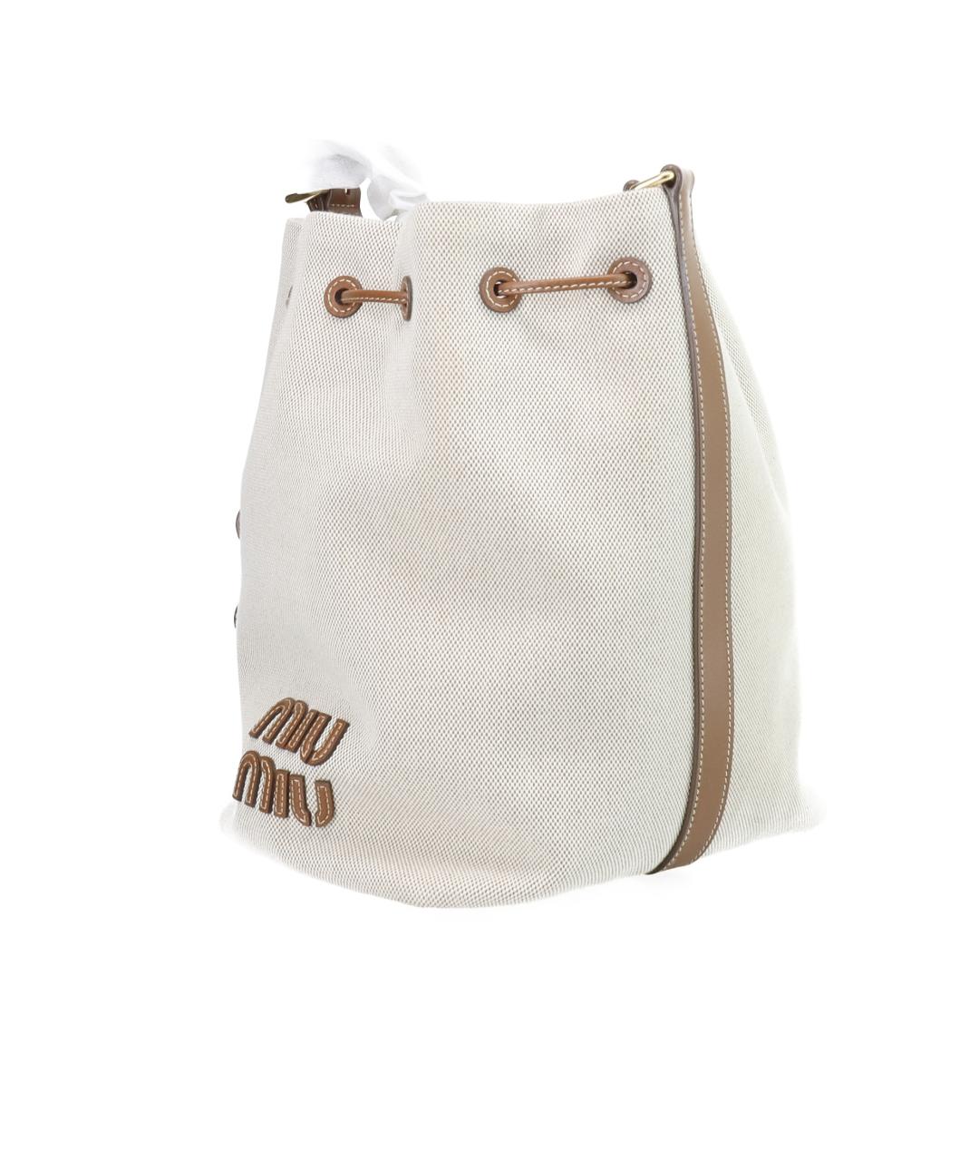 MIU MIU Бежевая тканевая сумка через плечо, фото 3