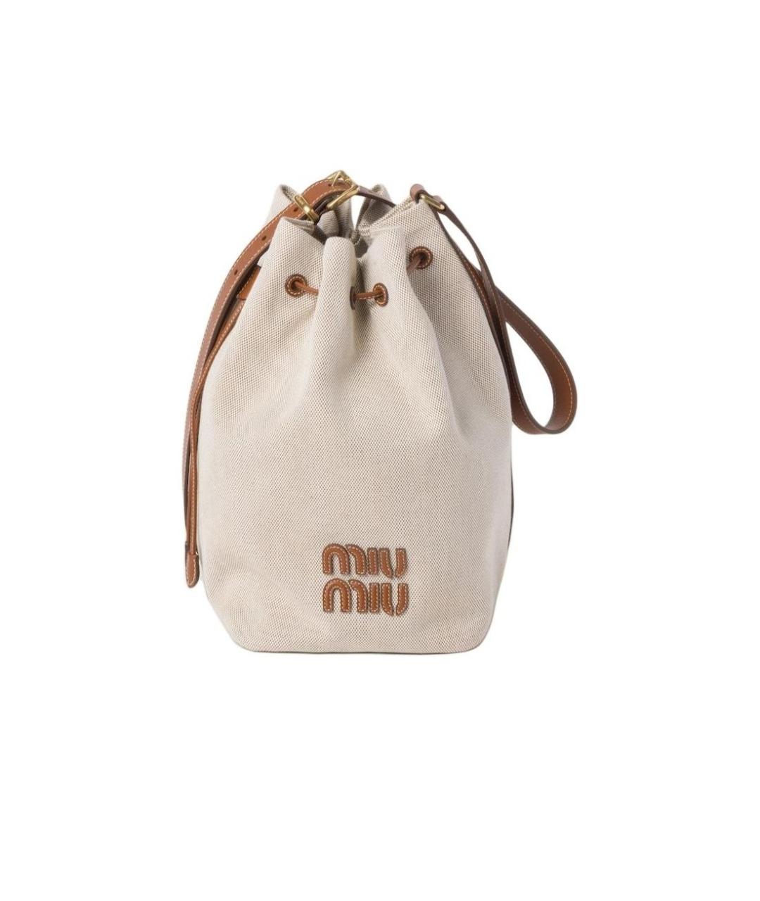 MIU MIU Бежевая тканевая сумка через плечо, фото 10