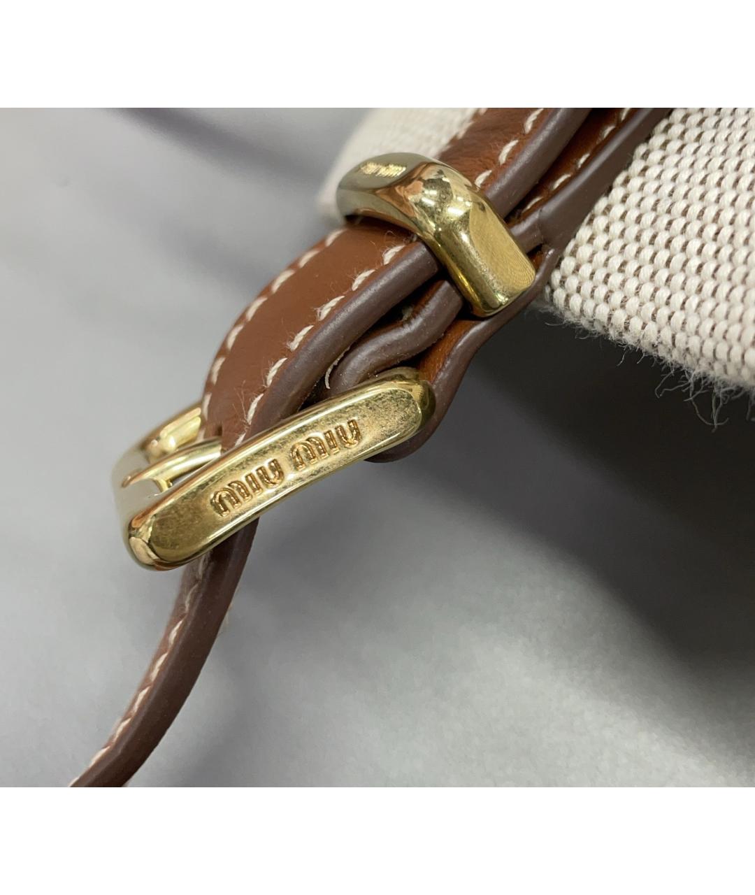 MIU MIU Бежевая тканевая сумка через плечо, фото 8