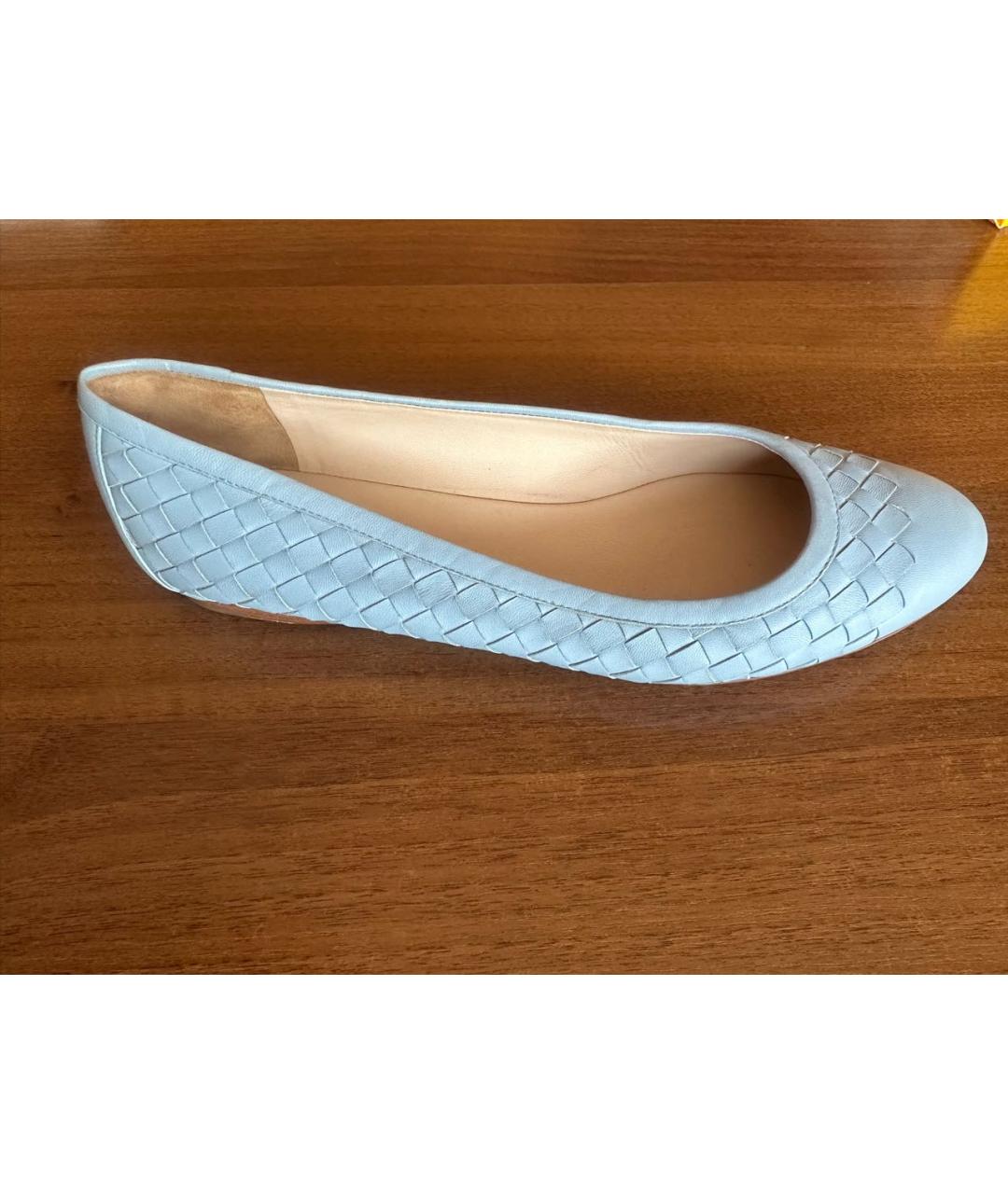 BOTTEGA VENETA Голубые кожаные балетки, фото 9