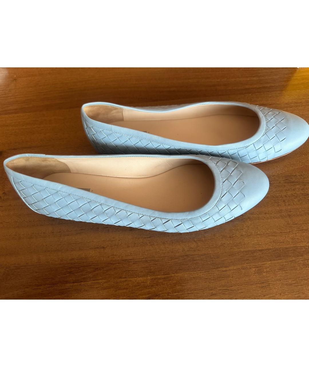 BOTTEGA VENETA Голубые кожаные балетки, фото 6