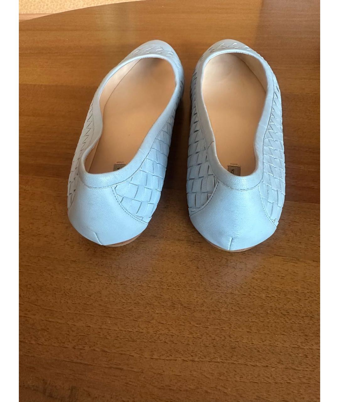 BOTTEGA VENETA Голубые кожаные балетки, фото 4