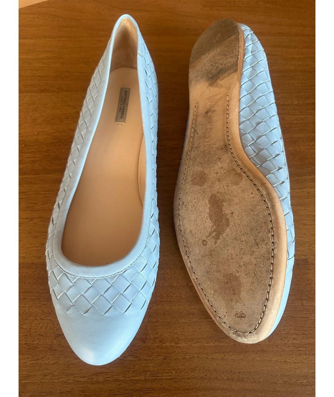 BOTTEGA VENETA Голубые кожаные балетки, фото 8