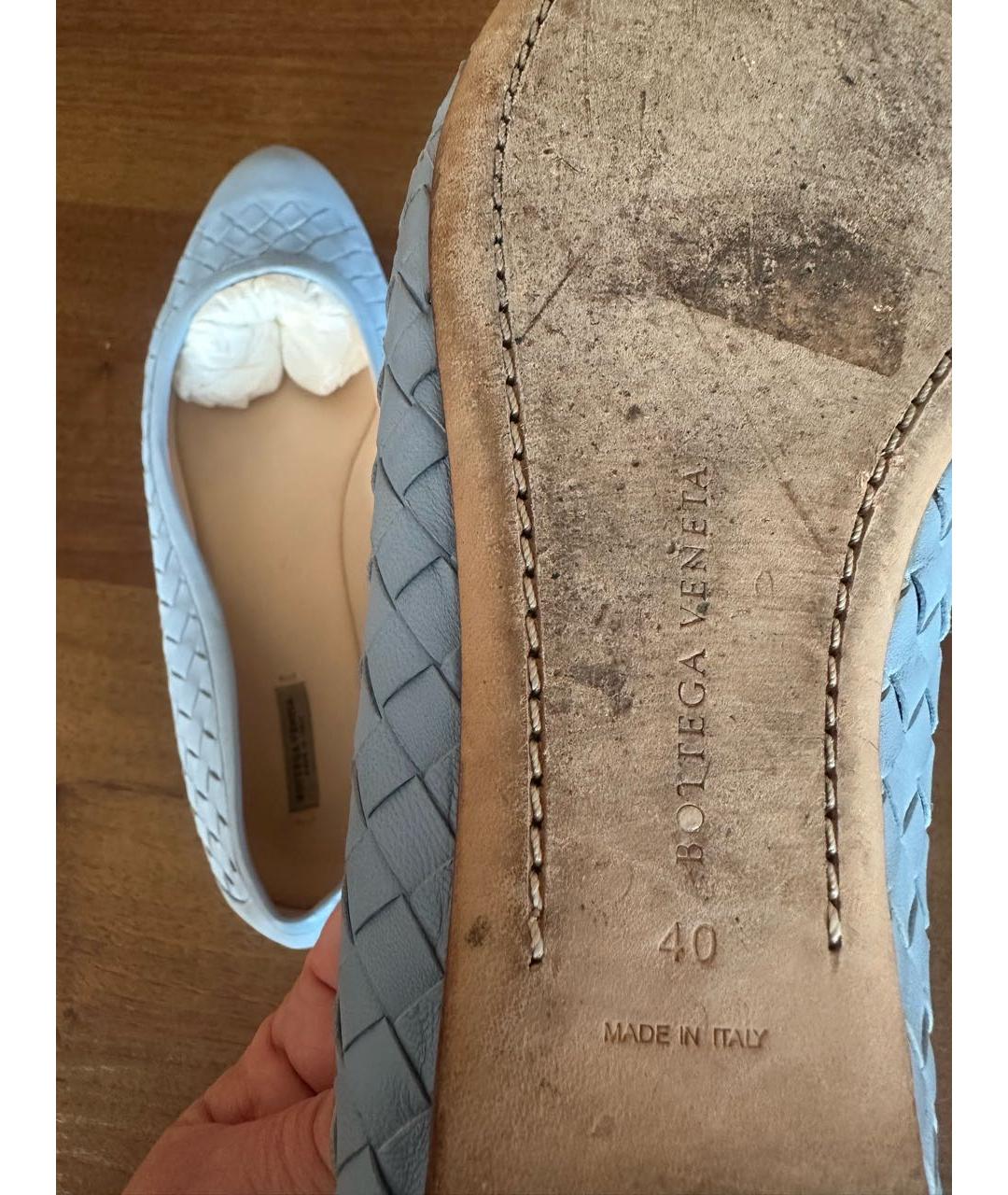 BOTTEGA VENETA Голубые кожаные балетки, фото 7