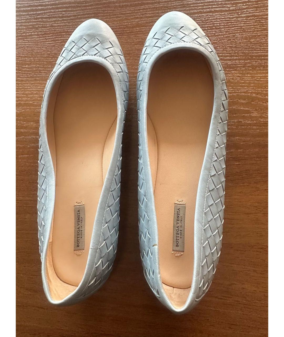 BOTTEGA VENETA Голубые кожаные балетки, фото 3