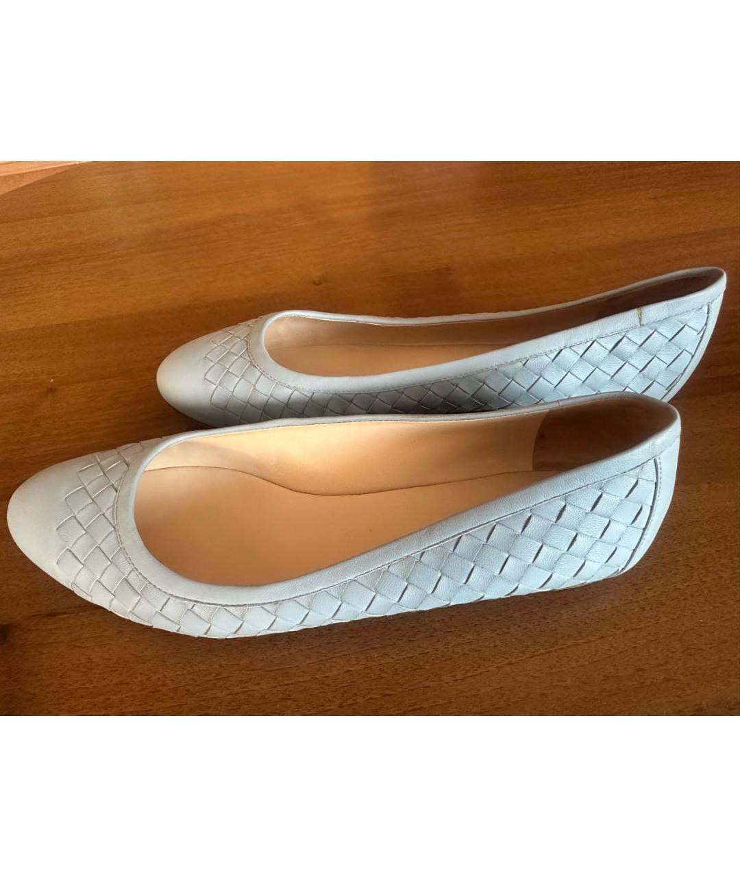 BOTTEGA VENETA Голубые кожаные балетки, фото 5