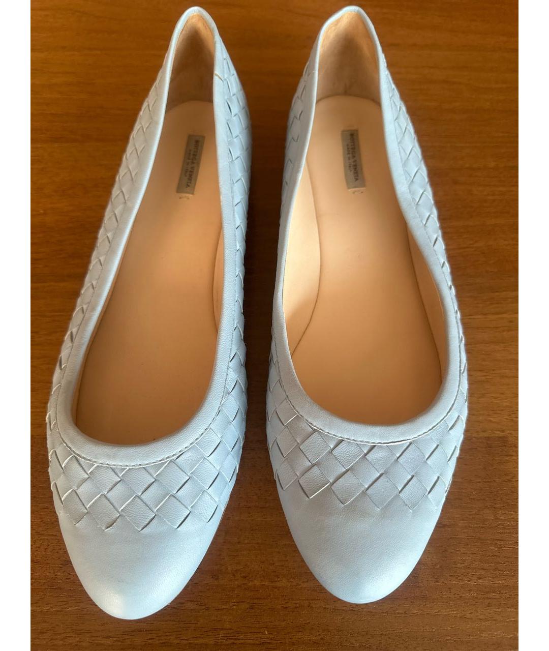 BOTTEGA VENETA Голубые кожаные балетки, фото 2
