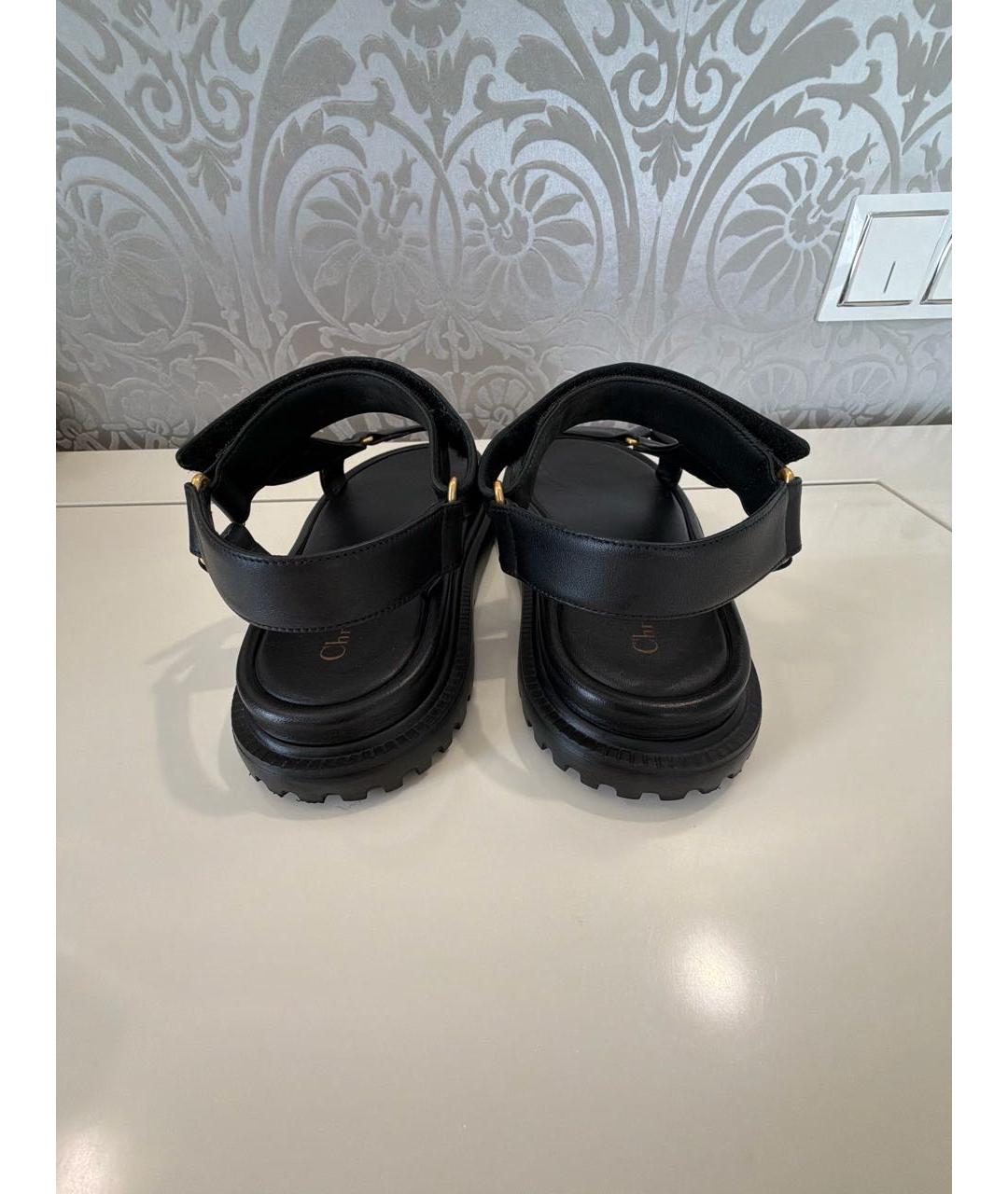 CHRISTIAN DIOR Черные кожаные босоножки, фото 4