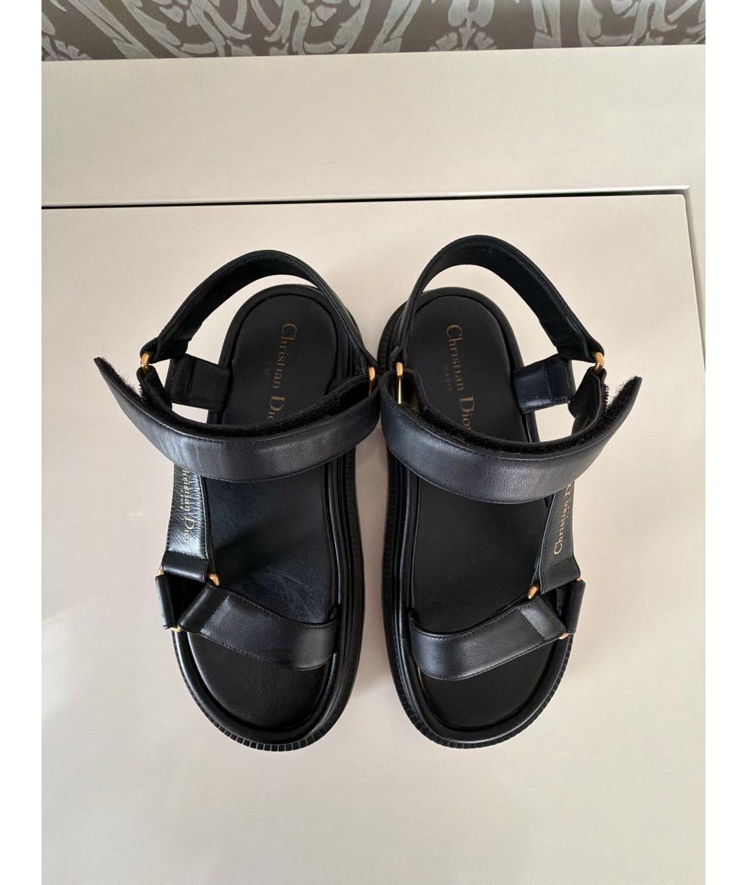 CHRISTIAN DIOR Черные кожаные босоножки, фото 2