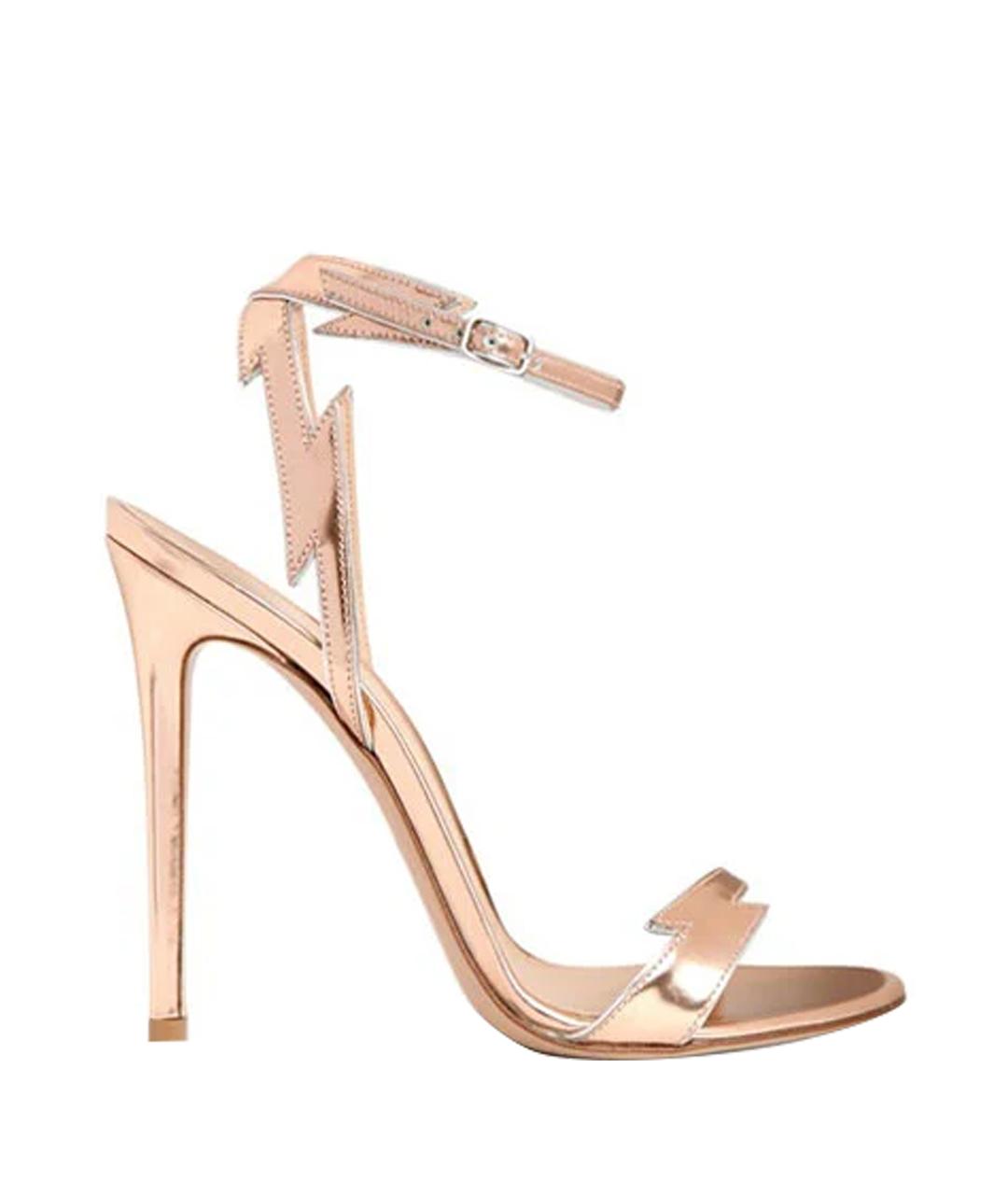 GIANVITO ROSSI Золотые босоножки из лакированной кожи, фото 1